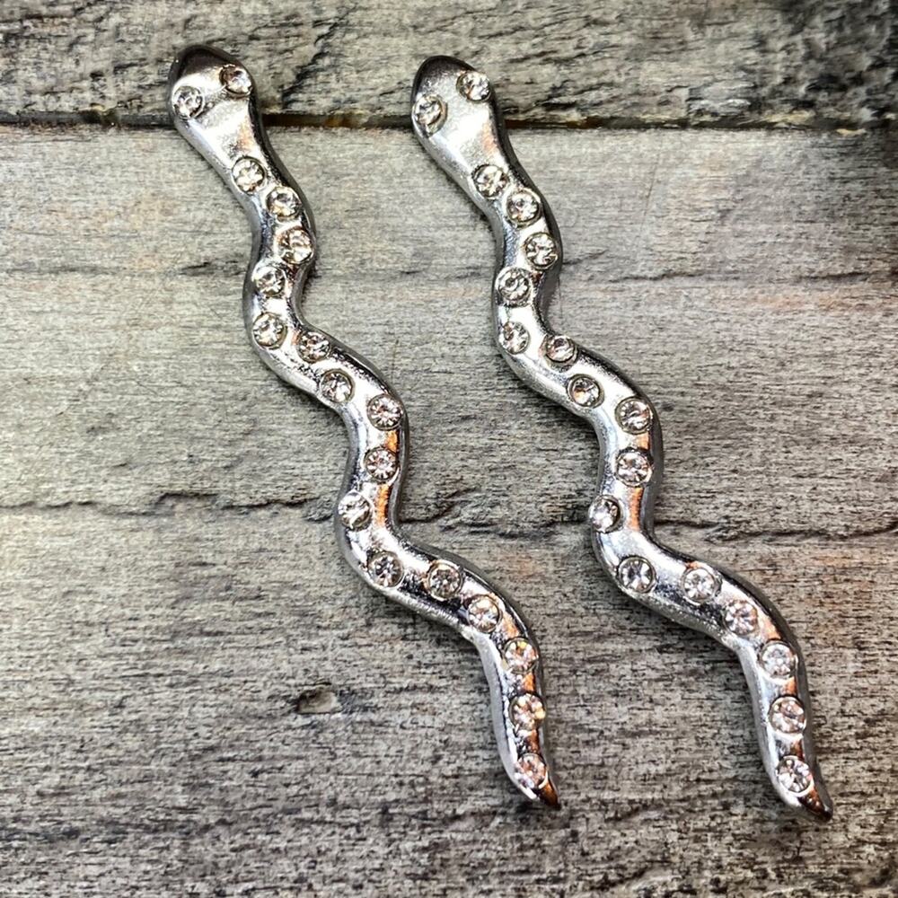 NEW Silver Snake Rhinestone Earrings - Picture 4 of 15